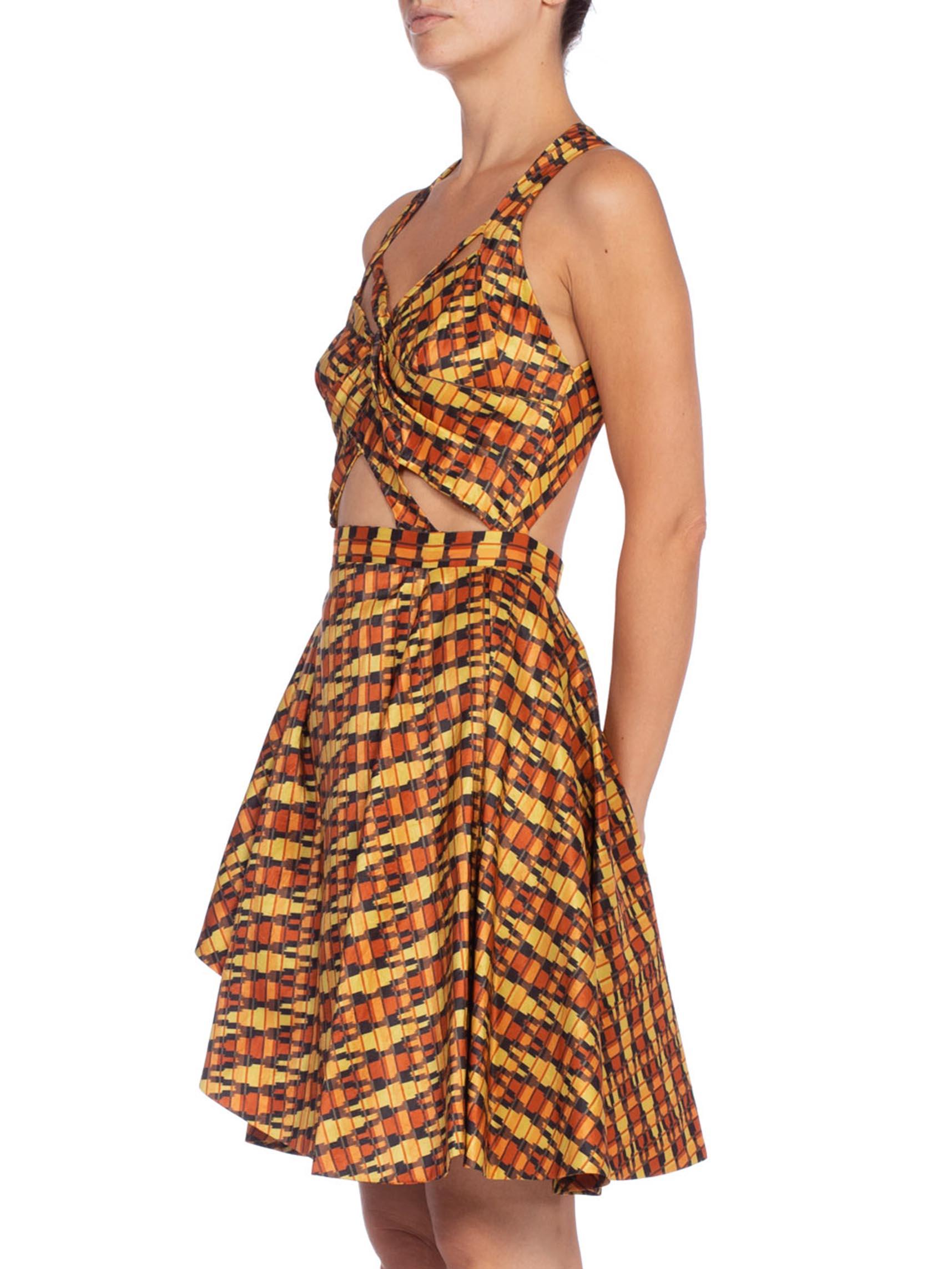 MORPHEW COLLECTION Hand Woven Silk Ikat Dress With Peek-A-Boo Front & Slit 1