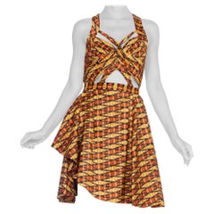 MORPHEW COLLECTION Hand Woven Silk Ikat Dress With Peek-A-Boo Front & Slit