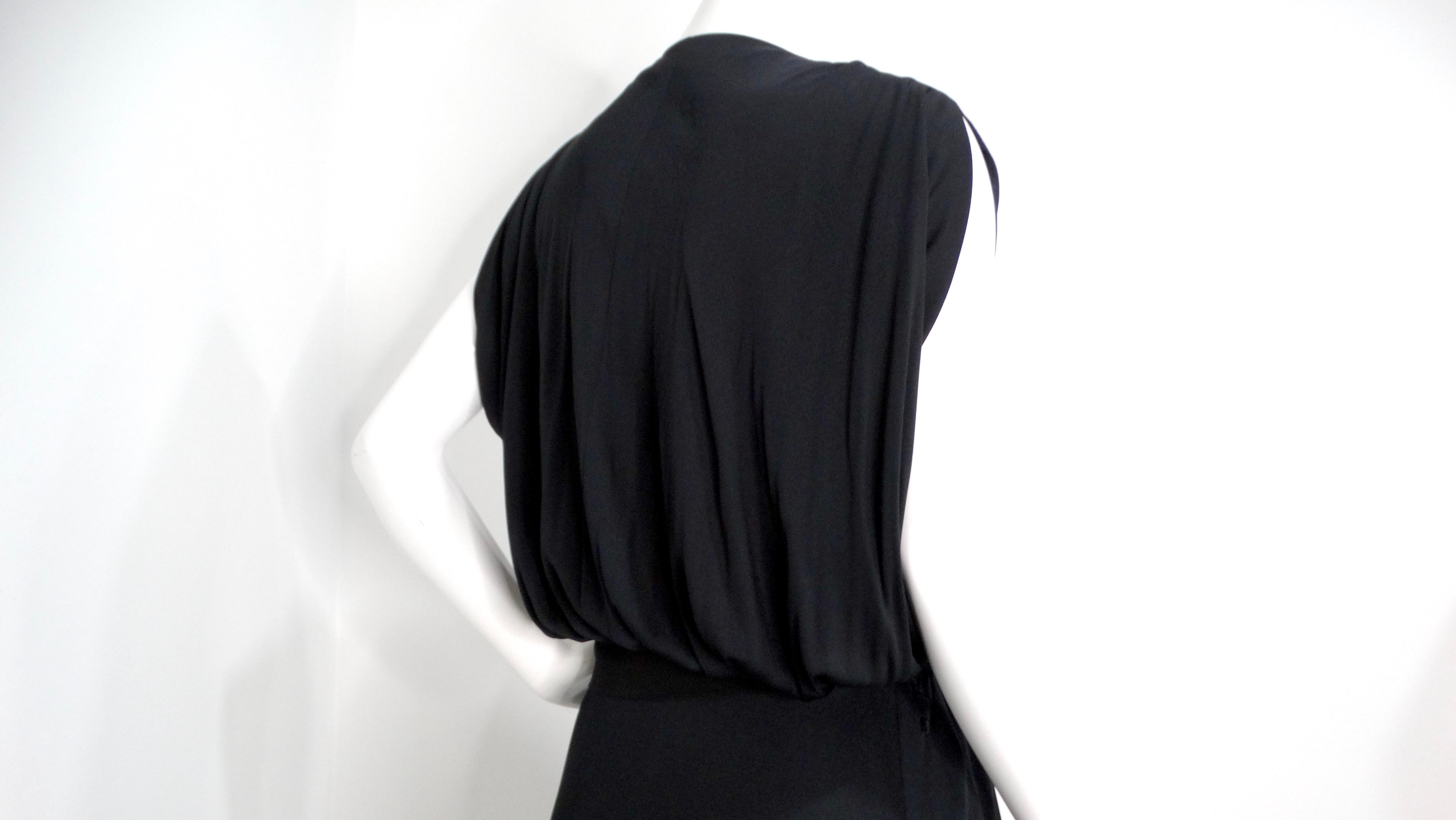 1970s Morty Sussman Black Open Belted Evening Maxi Dress For Sale 3