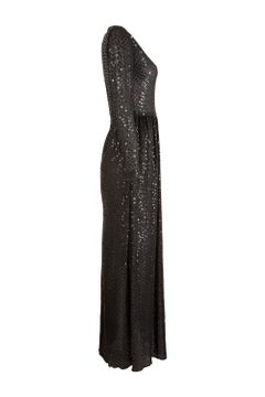 1970s Morty Sussman For Mollie Parnis Black Sequinned Dress (Robe à paillettes noires)
