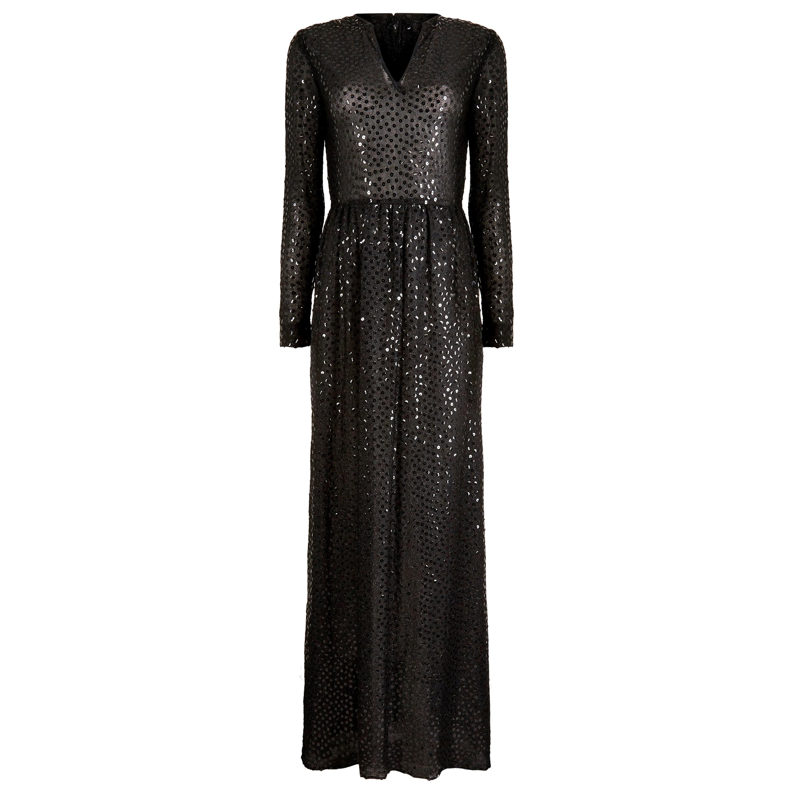 1970s Morty Sussman For Mollie Parnis Black Sequinned Dress For Sale