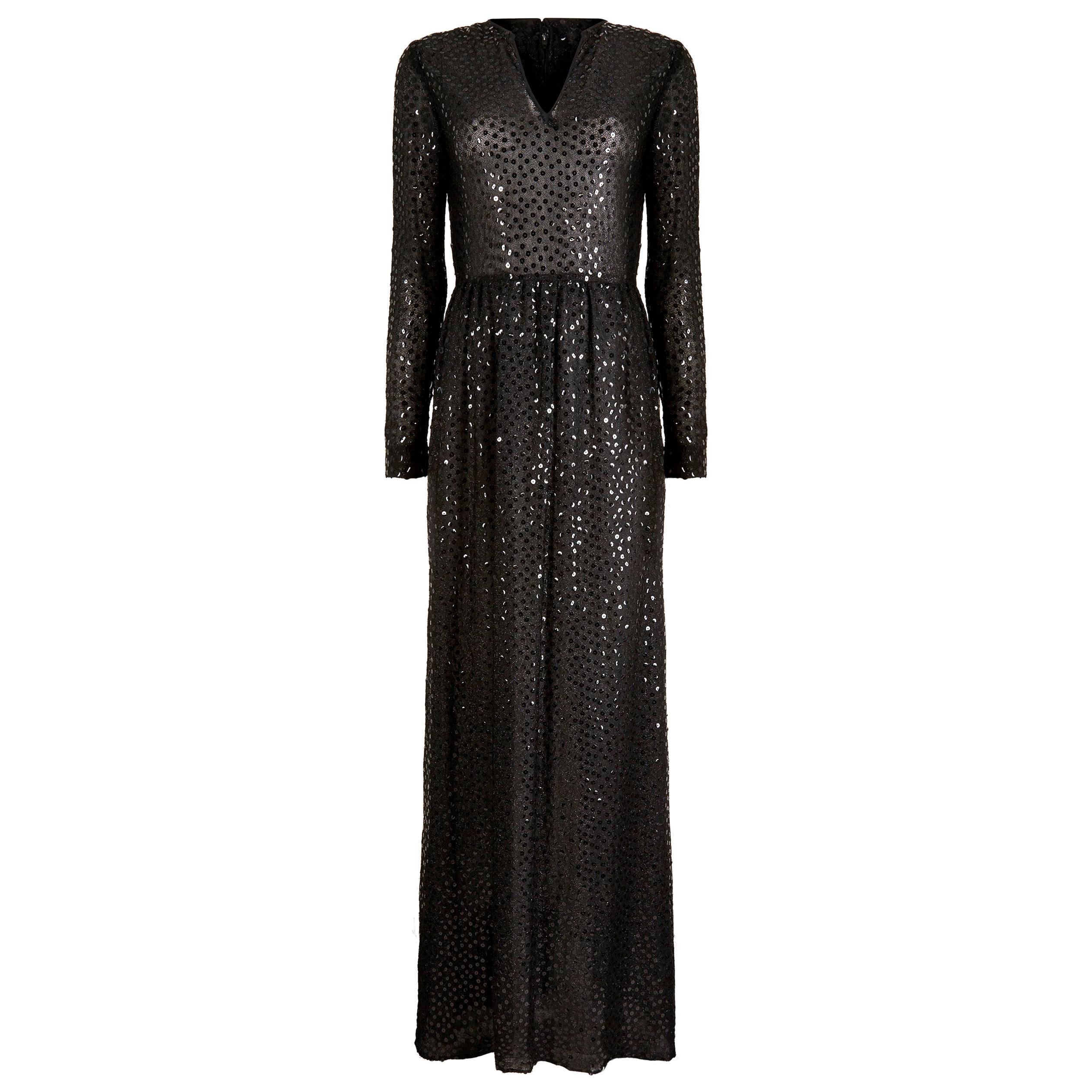1970s Morty Sussman For Mollie Parnis Black Sequinned Dress