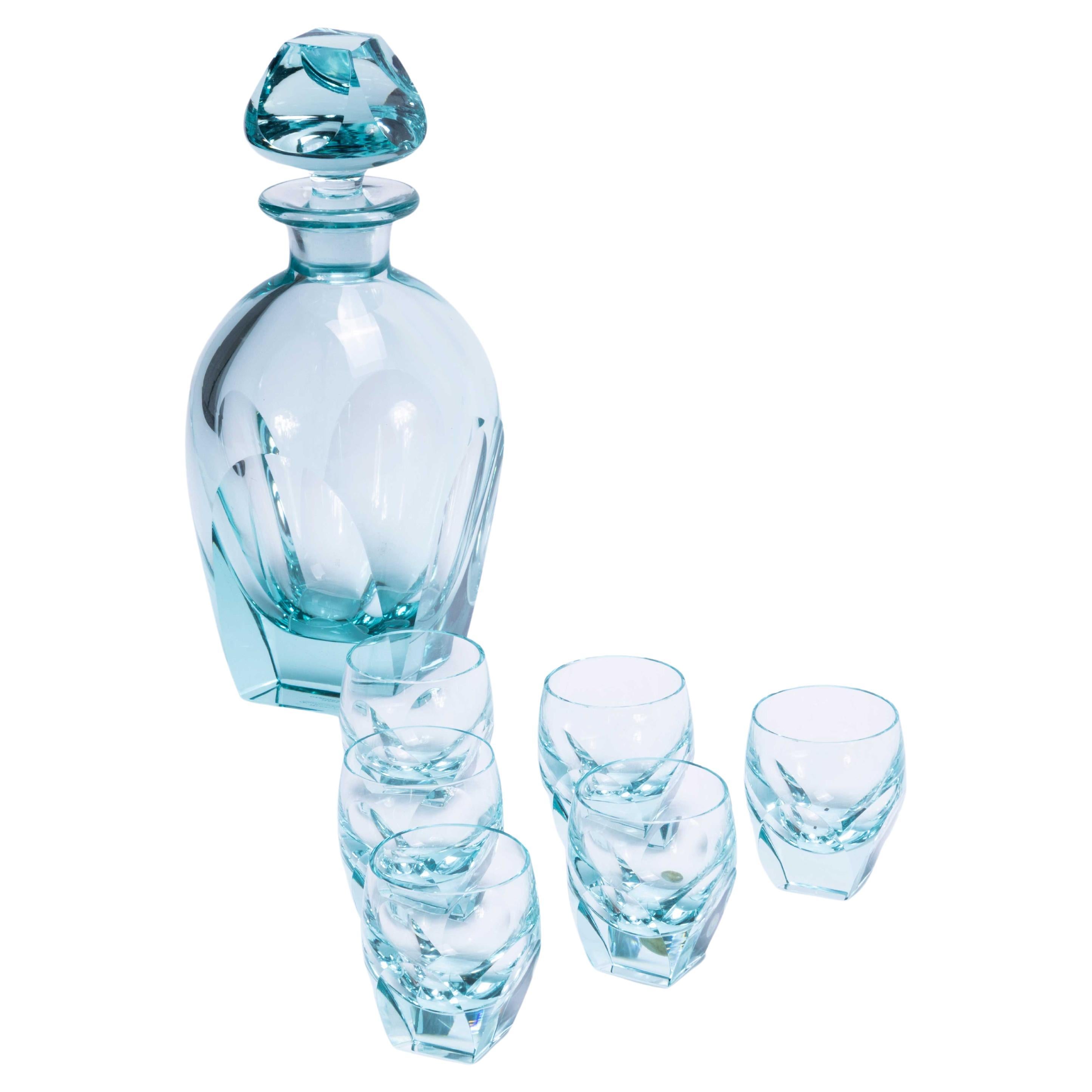 1970's Moser Cut Crystal Decanter And Tumber Set For Sale