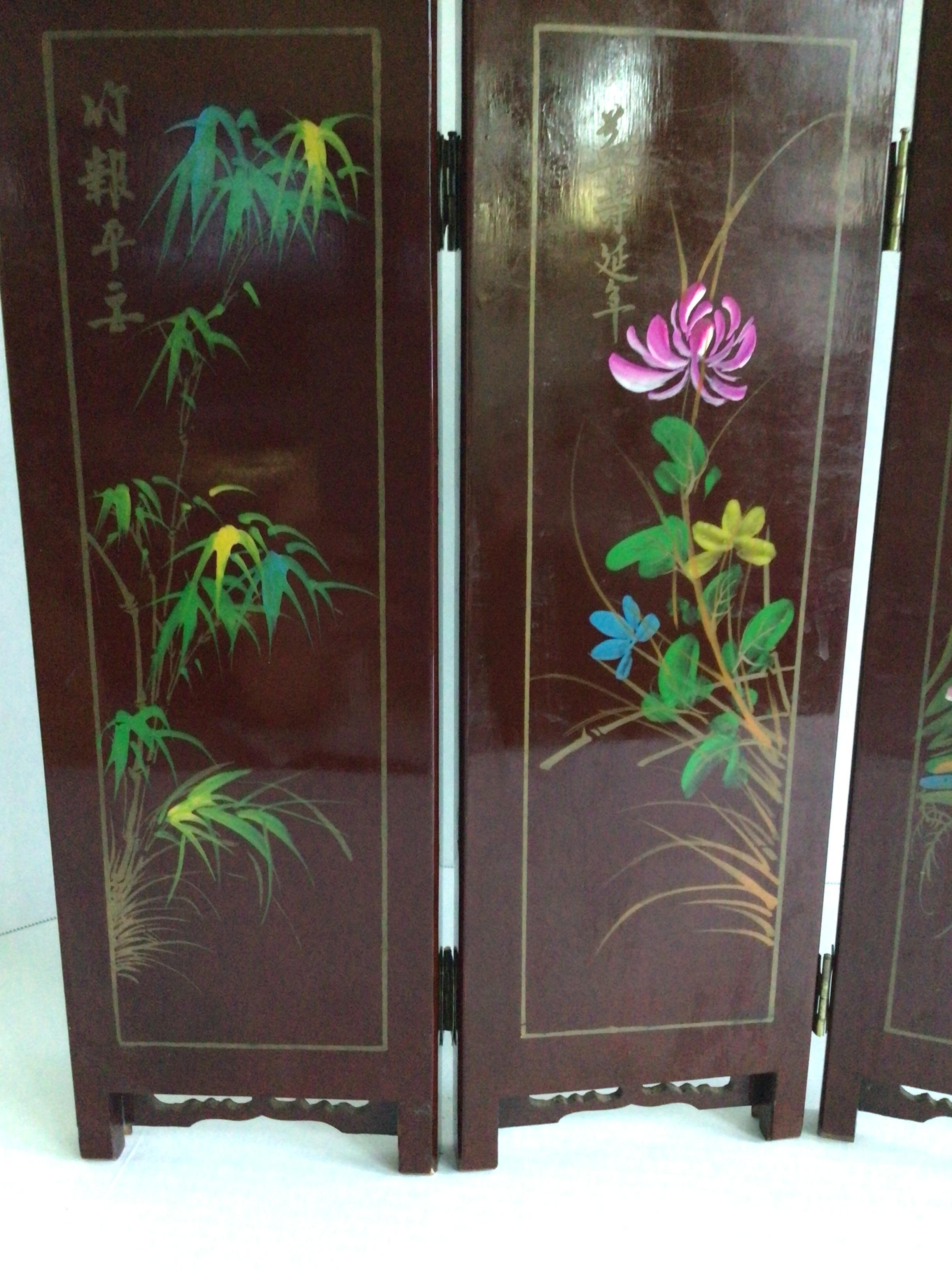 1970er Perlmutt-Intarsien-Faltwand mit vier Flügeln im Angebot 6