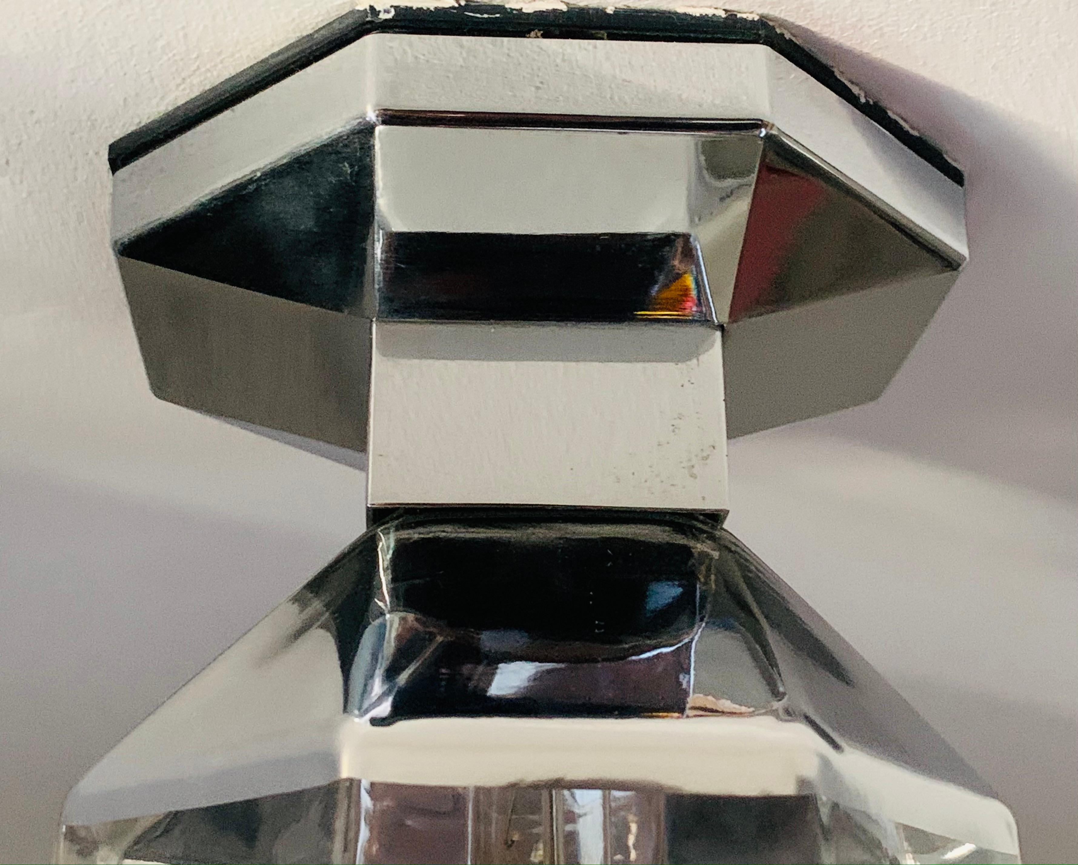 1970s Motoko Ishii Wall or Flush Mount Chrome & Glass Lights for Staff Leuchten For Sale 7