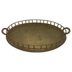 1970s Mottahedeh Brass Faux Bamboo Large Oval Tray