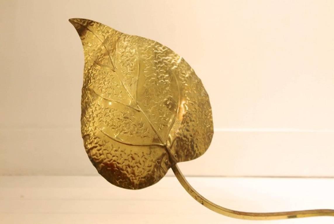Post-Modern 1970s Mouldable Leaf-Shaped Brass Lamp Designed by Tommaso Barbi, Italy