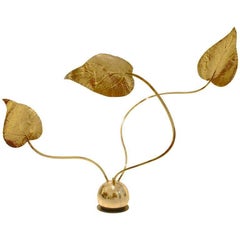 1970s Mouldable Leaf-Shaped Brass Lamp Designed by Tommaso Barbi, Italy