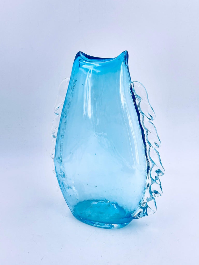Mid-Century Modern 1970's Mouth blown Glass Vase by Blenko For Sale