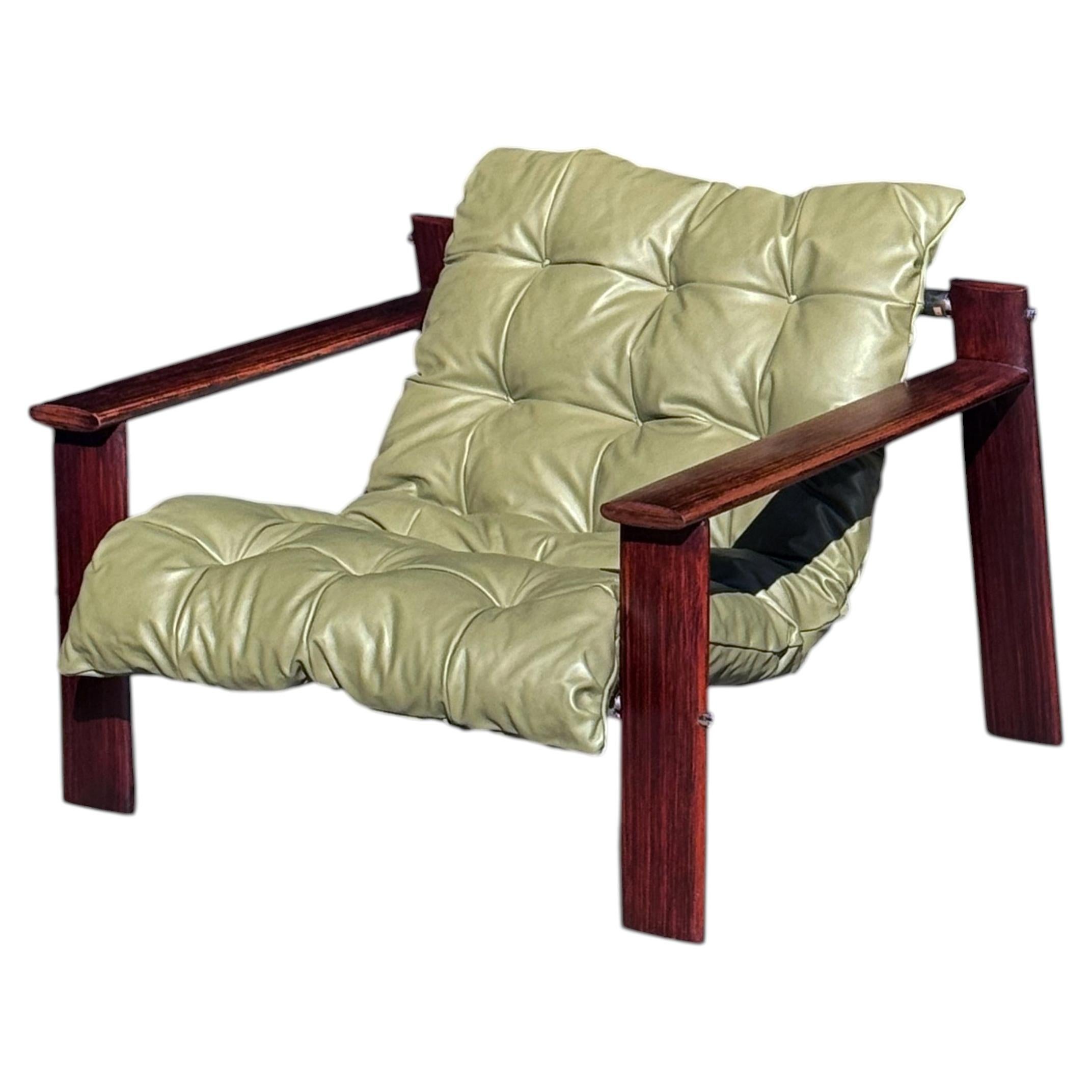 1970s MP 129 Lounge Chair by Percival Lafer in green leather