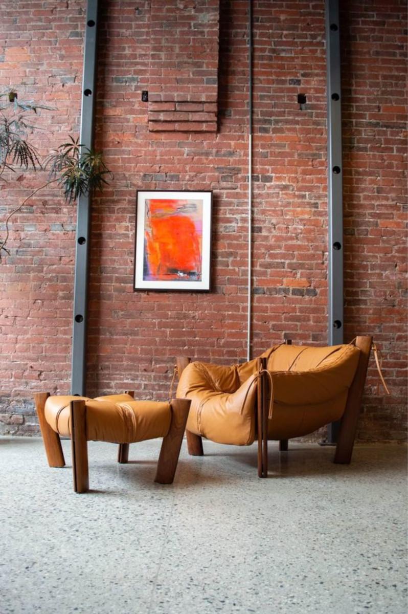 Mid-Century Modern 1970s MP111 Brazilian Lounge Chair and Ottoman by Percival Lafer