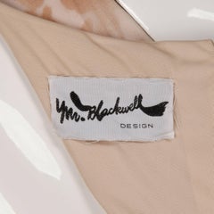 1970s Mr. Blackwell Vintage Sheer Silk Chiffon Print Dress with Detachable Cape