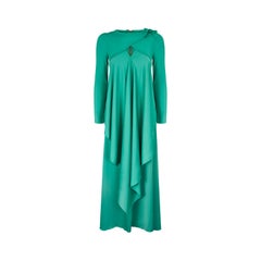 1970s Mr Darren Green Handkerchief Hem Maxi Dress