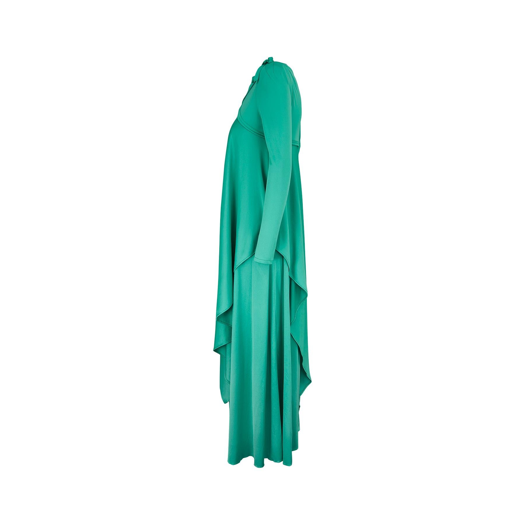 1970s Mr Darren Green Handkerchief Hem Maxi Dress In Excellent Condition For Sale In London, GB