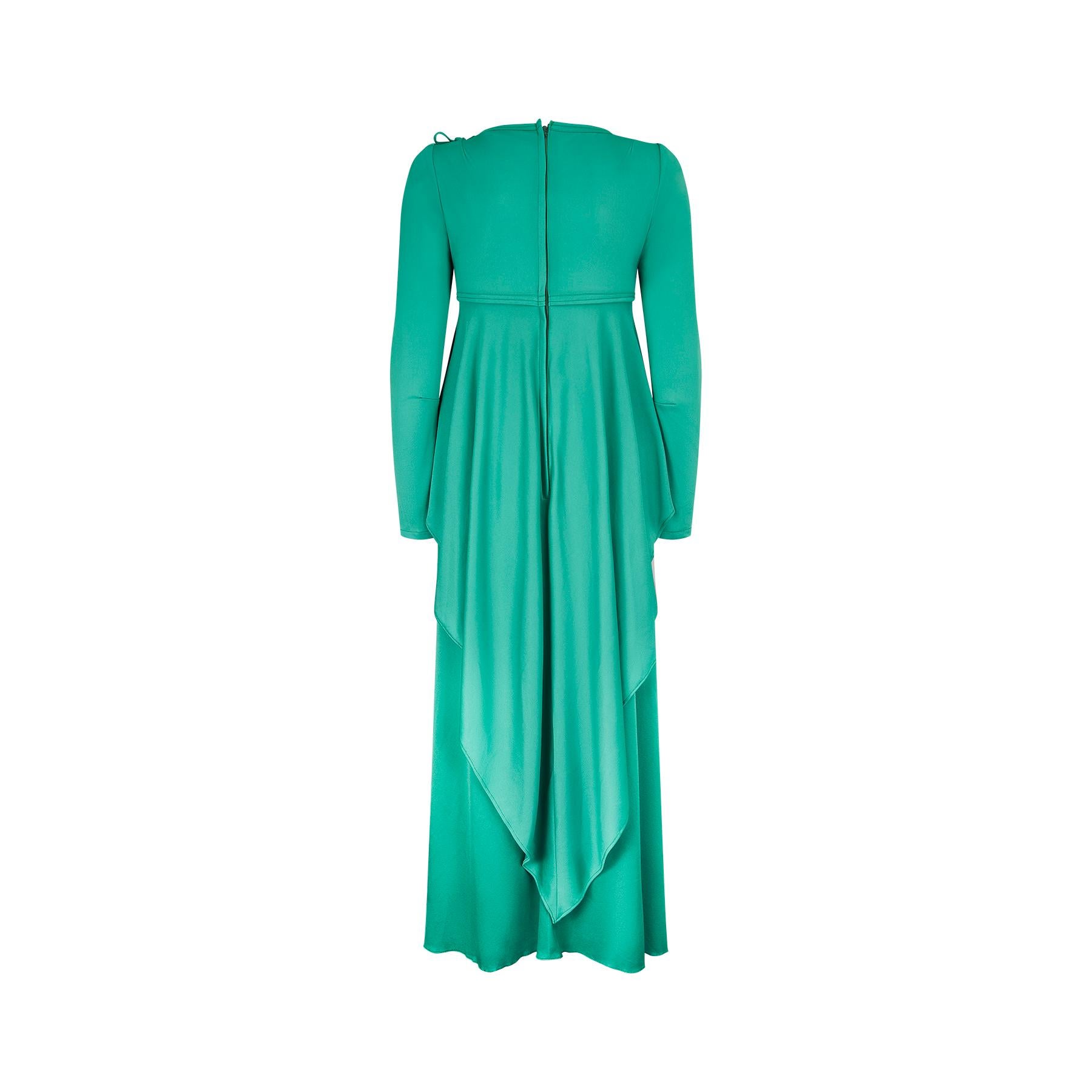 Women's 1970s Mr Darren Green Handkerchief Hem Maxi Dress For Sale