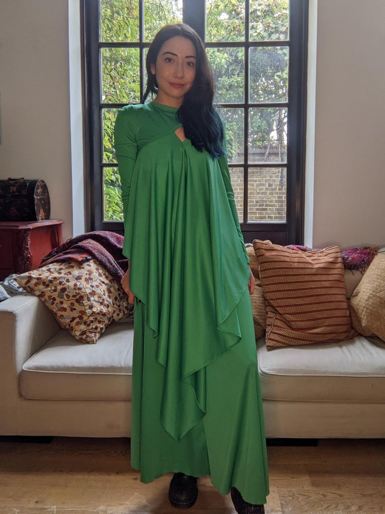 green emerald velvet dress FANCY MY PEACOCK HANDKERCHIEF DRESS – POSH KLOSETS main image 1