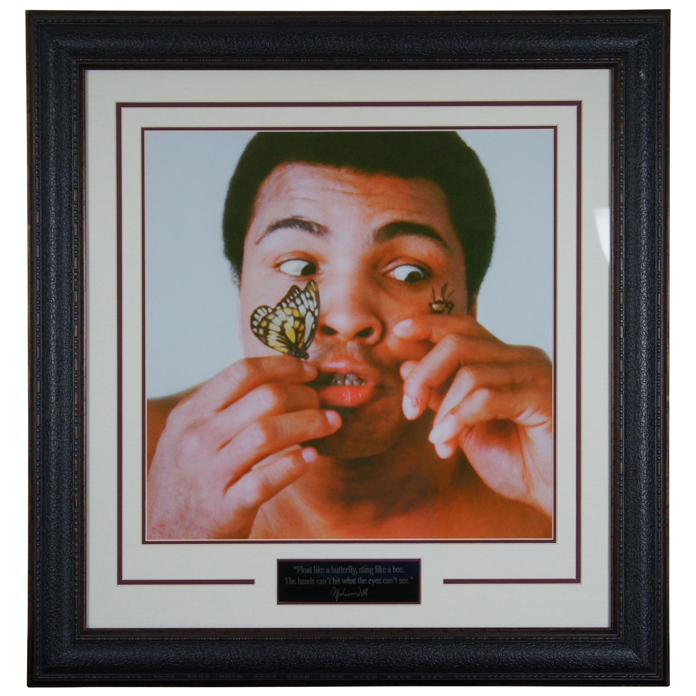 1970s Muhammad Ali Portrait Photo Butterfly Bee Framed Print and Plaque