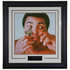 Vintage 1970s Muhammad Ali Portrait Photo Butterfly Bee Framed Print and Plaque