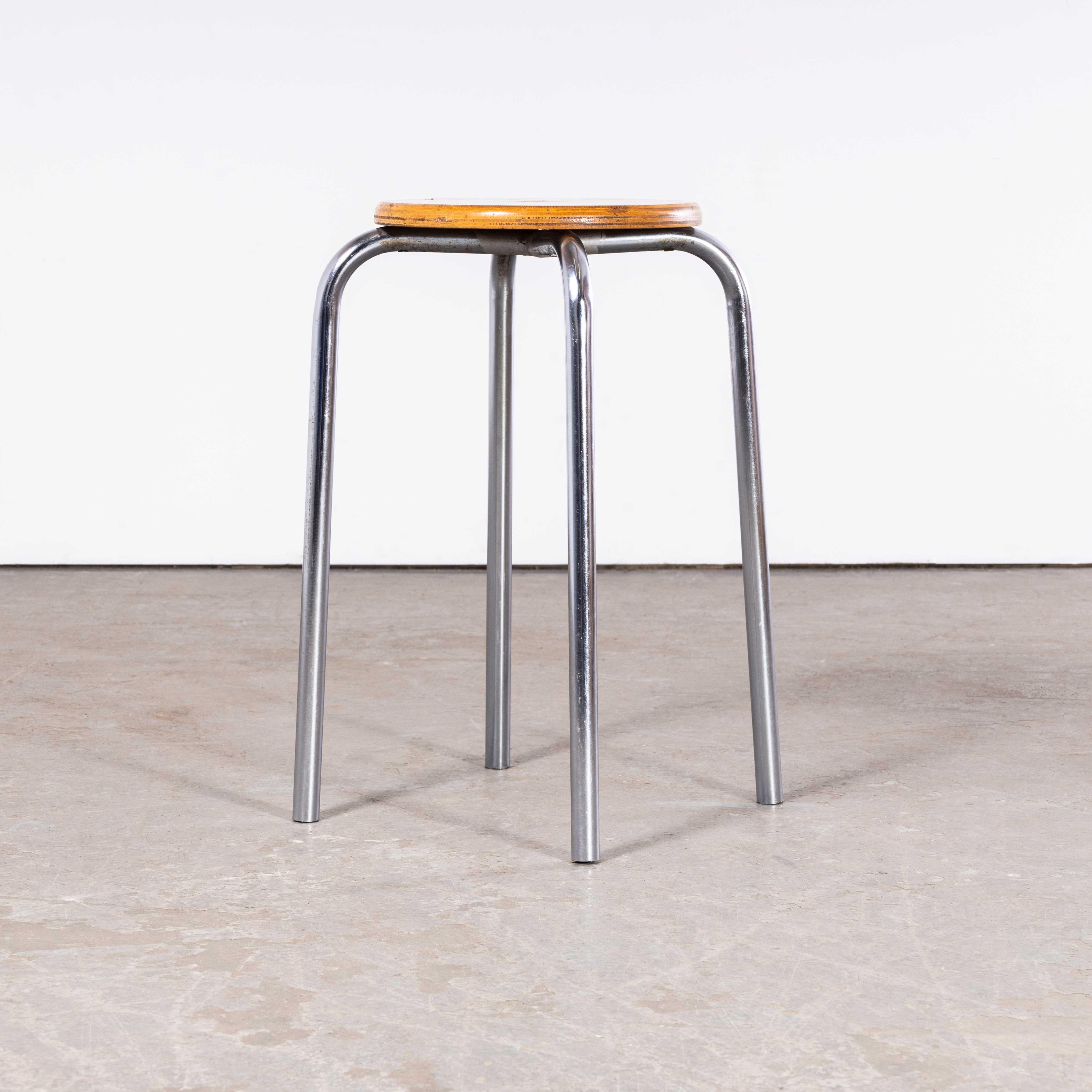 Late 20th Century 1970's Mullca French High Stools - Chrome Round  - Good Quantity Available For Sale