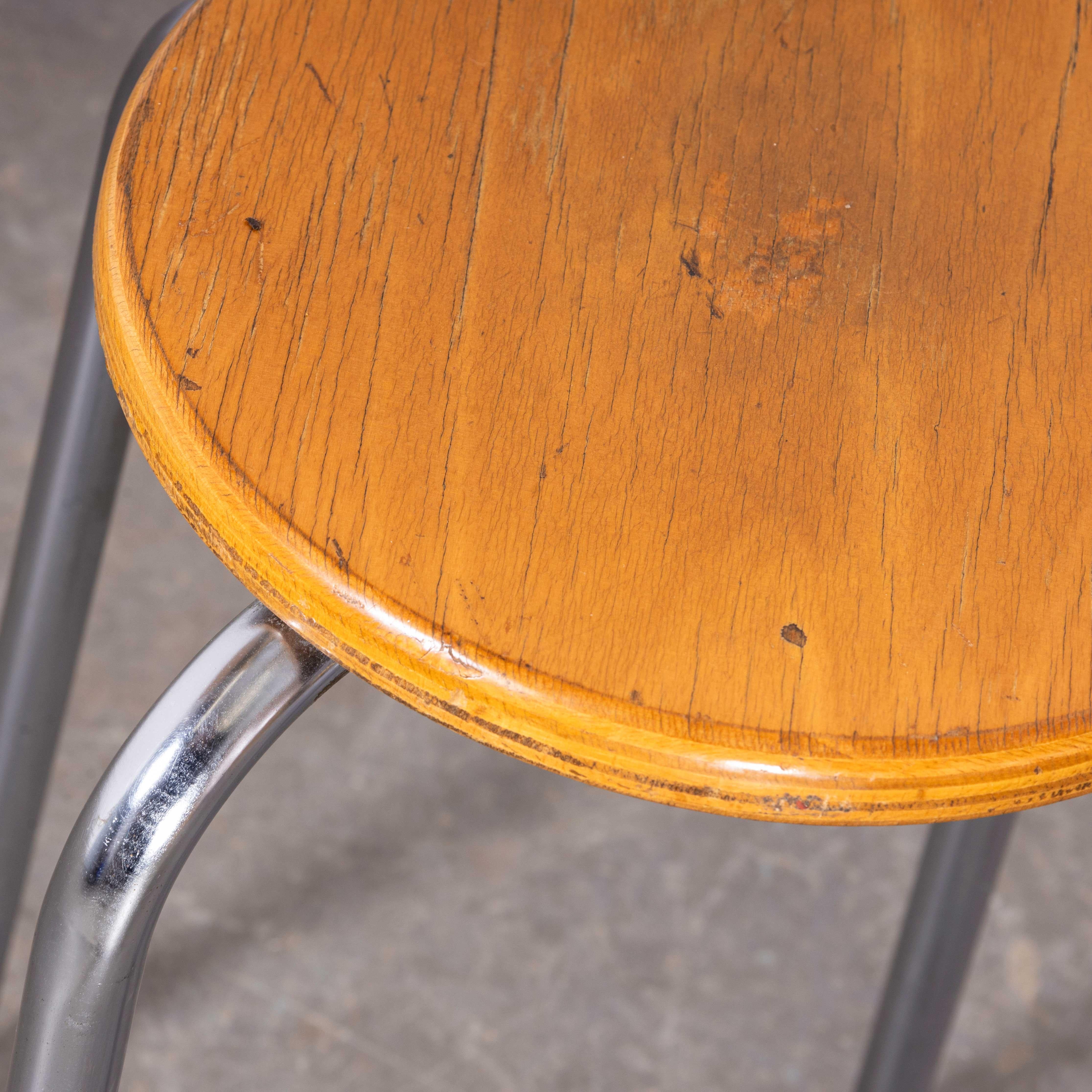 Birch 1970's Mullca French High Stools - Chrome Round  - Good Quantity Available For Sale