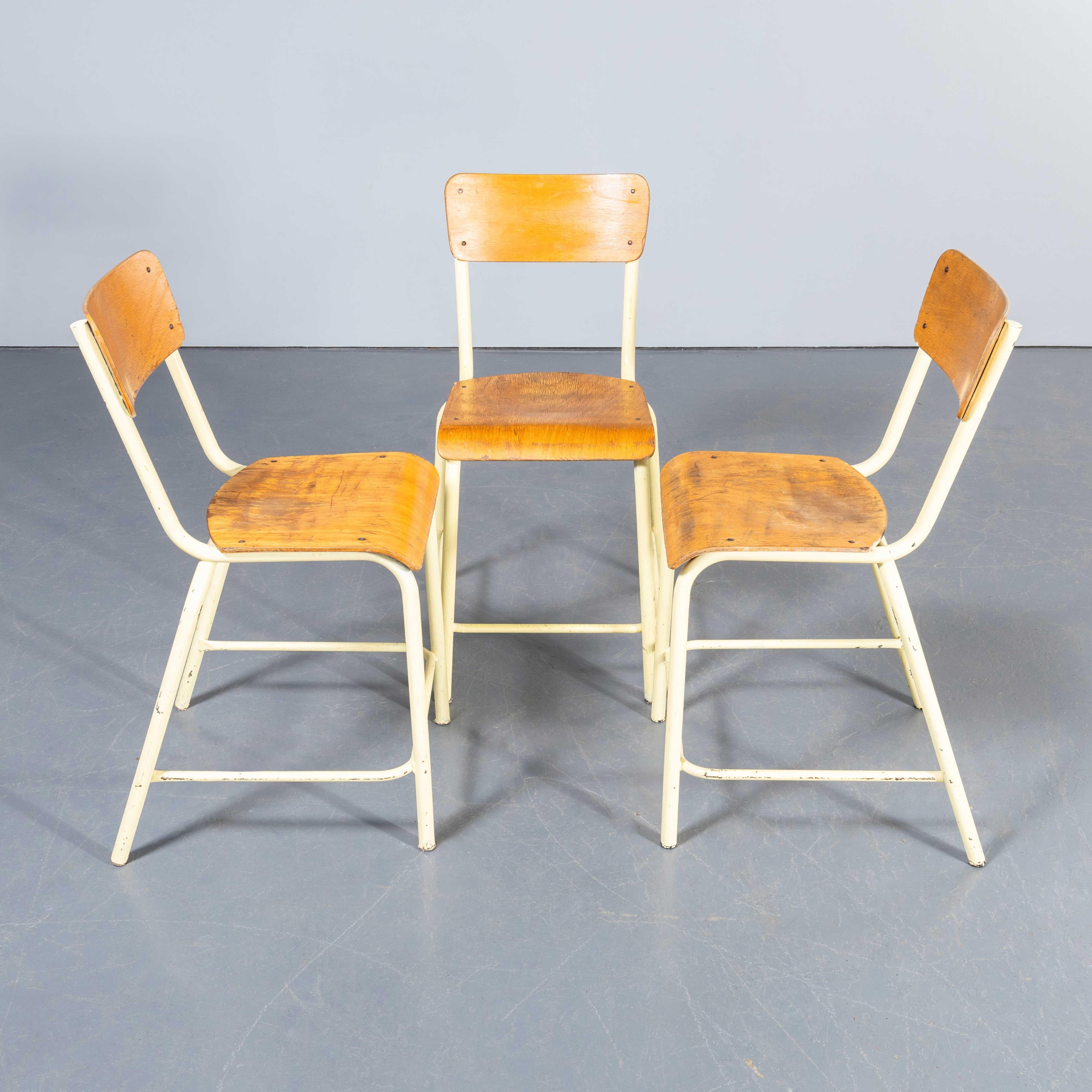 French 1970's Mullca High Laboratory Yellow Dining Chairs - Bar Stools - Set Of Three