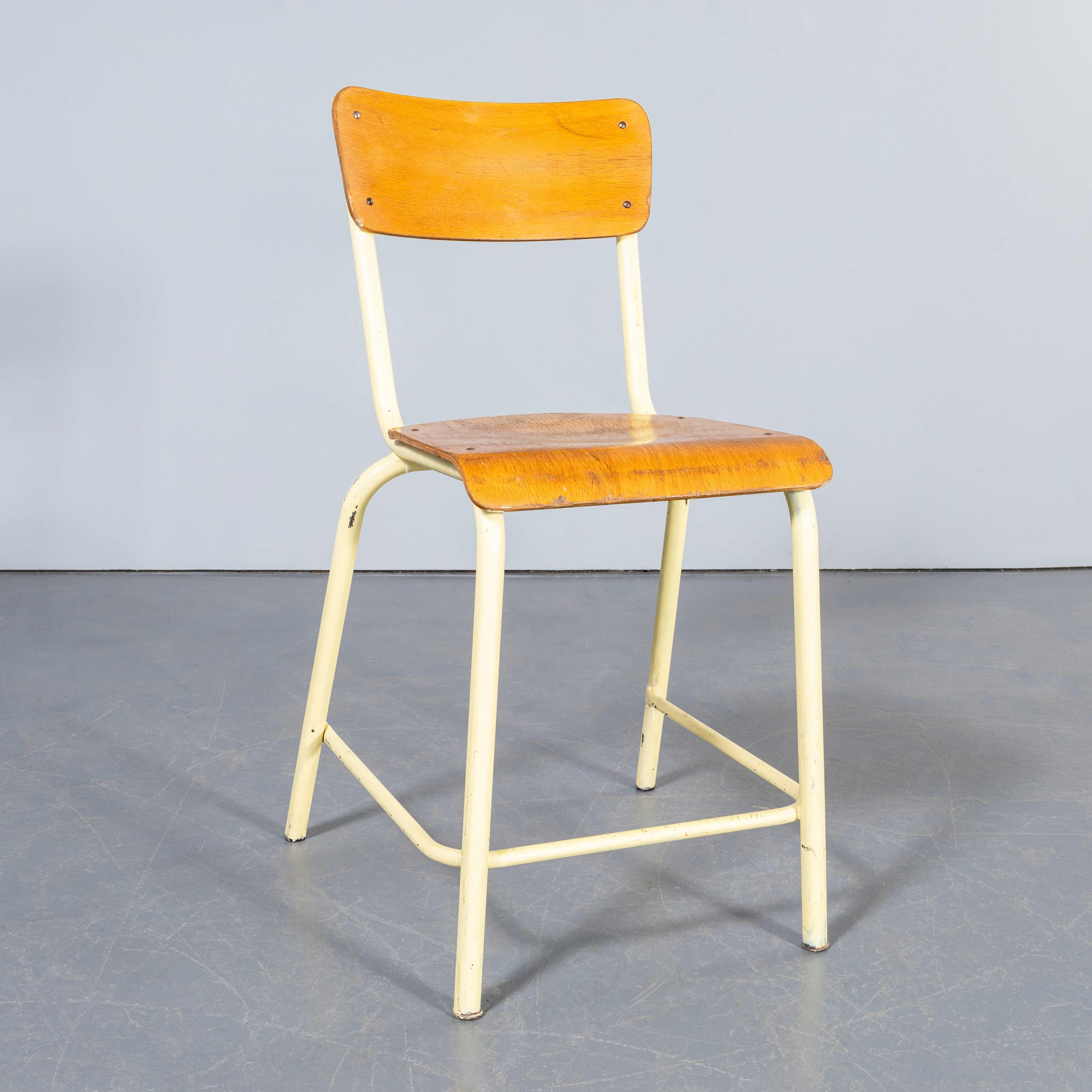 Birch 1970's Mullca High Laboratory Yellow Dining Chairs - Bar Stools - Set Of Three