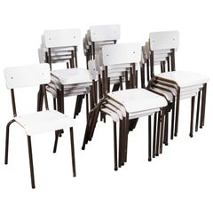 1970s Mullca White Stacking Dining Chairs, Set of Eight