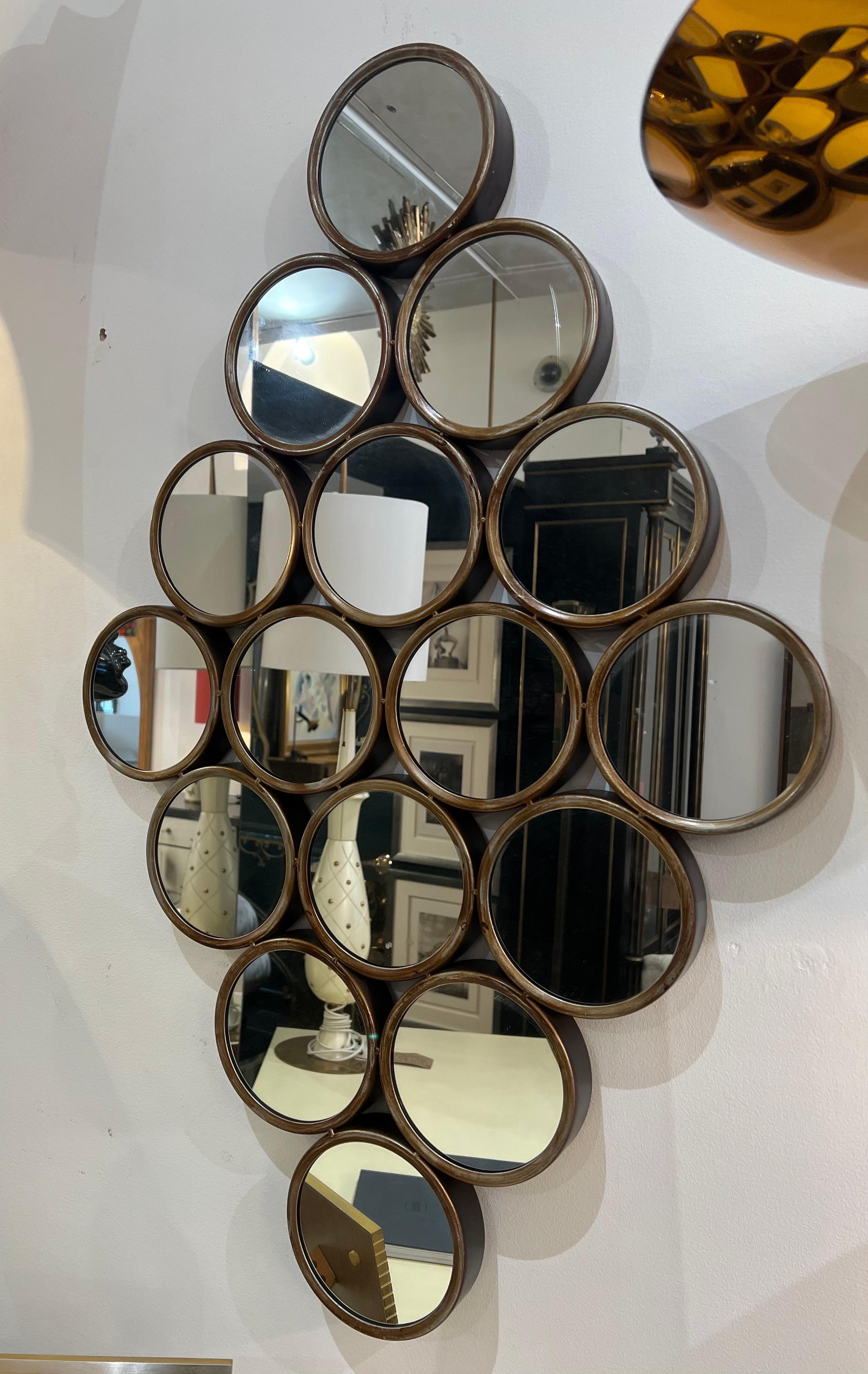 Italian 1970s Multi Circle Wall Mirror