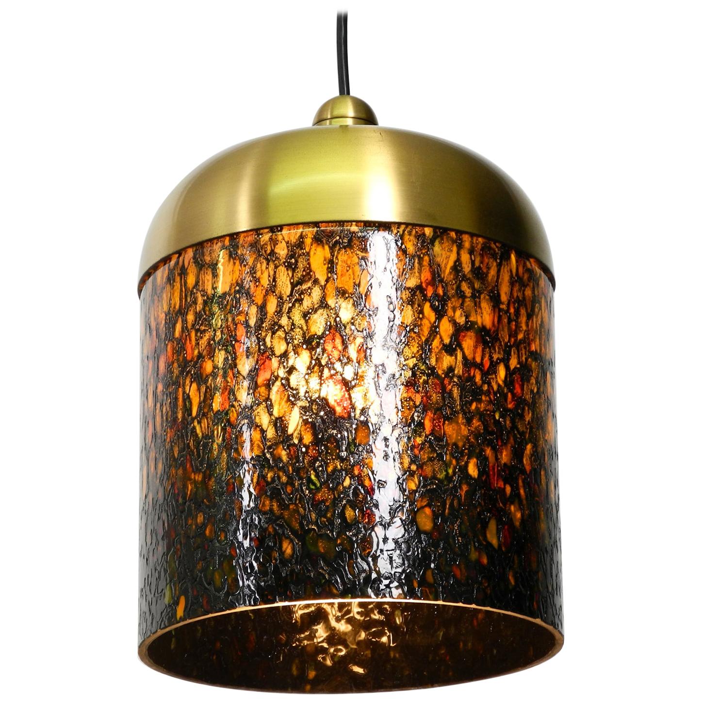 Lampe à suspension en verre putzler multicolore des années 1970 au design de l'ère spatiale en vente