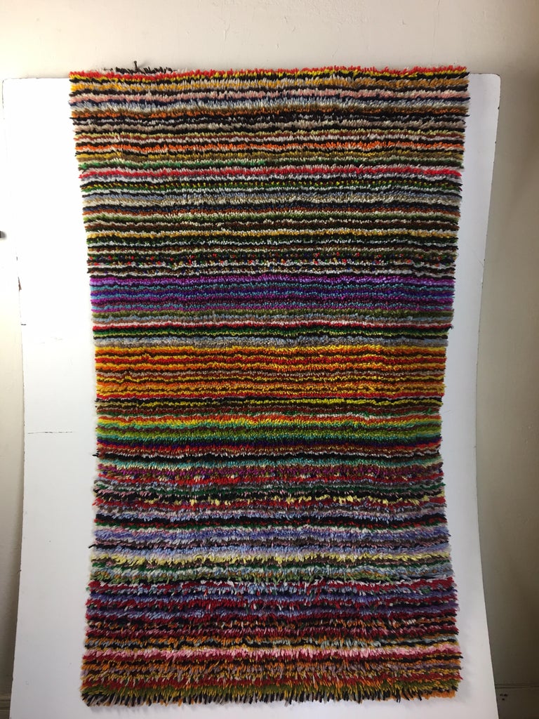 1970s Multicolored Hook Rug at 1stDibs
