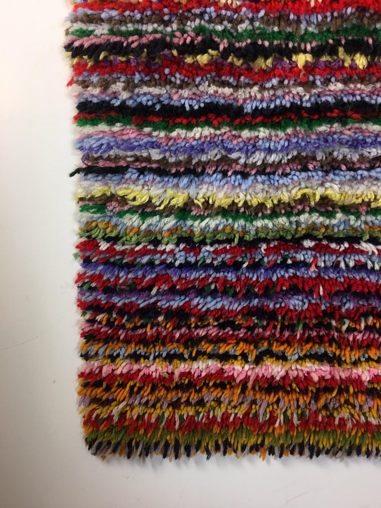 1970s Multicolored Hook Rug at 1stDibs