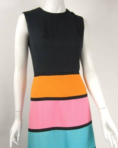1970s Striped Floral Maxi Dress Daymor Couture Multi Colored