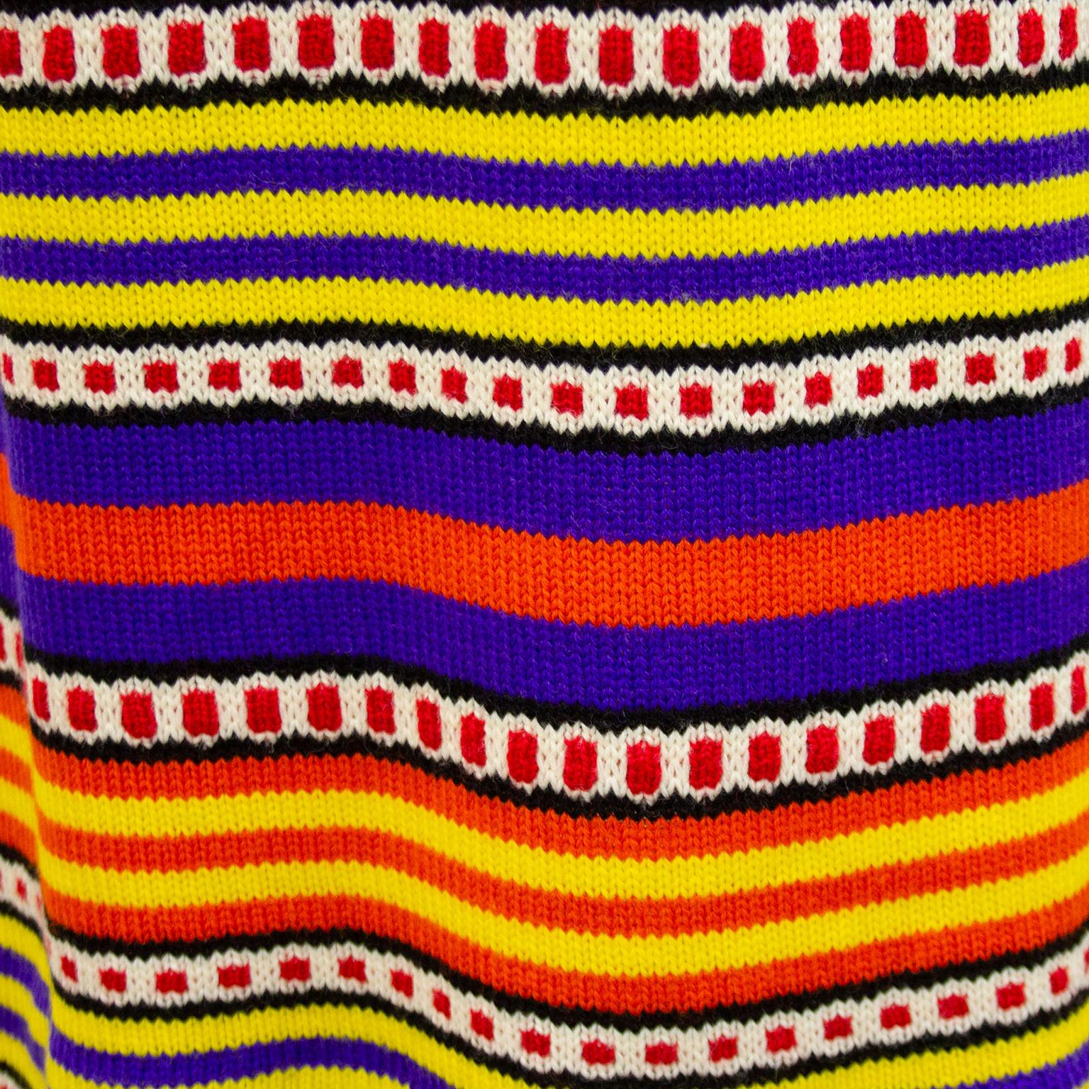 Women's 1970s Multi Colour Knit Maxi Dress 