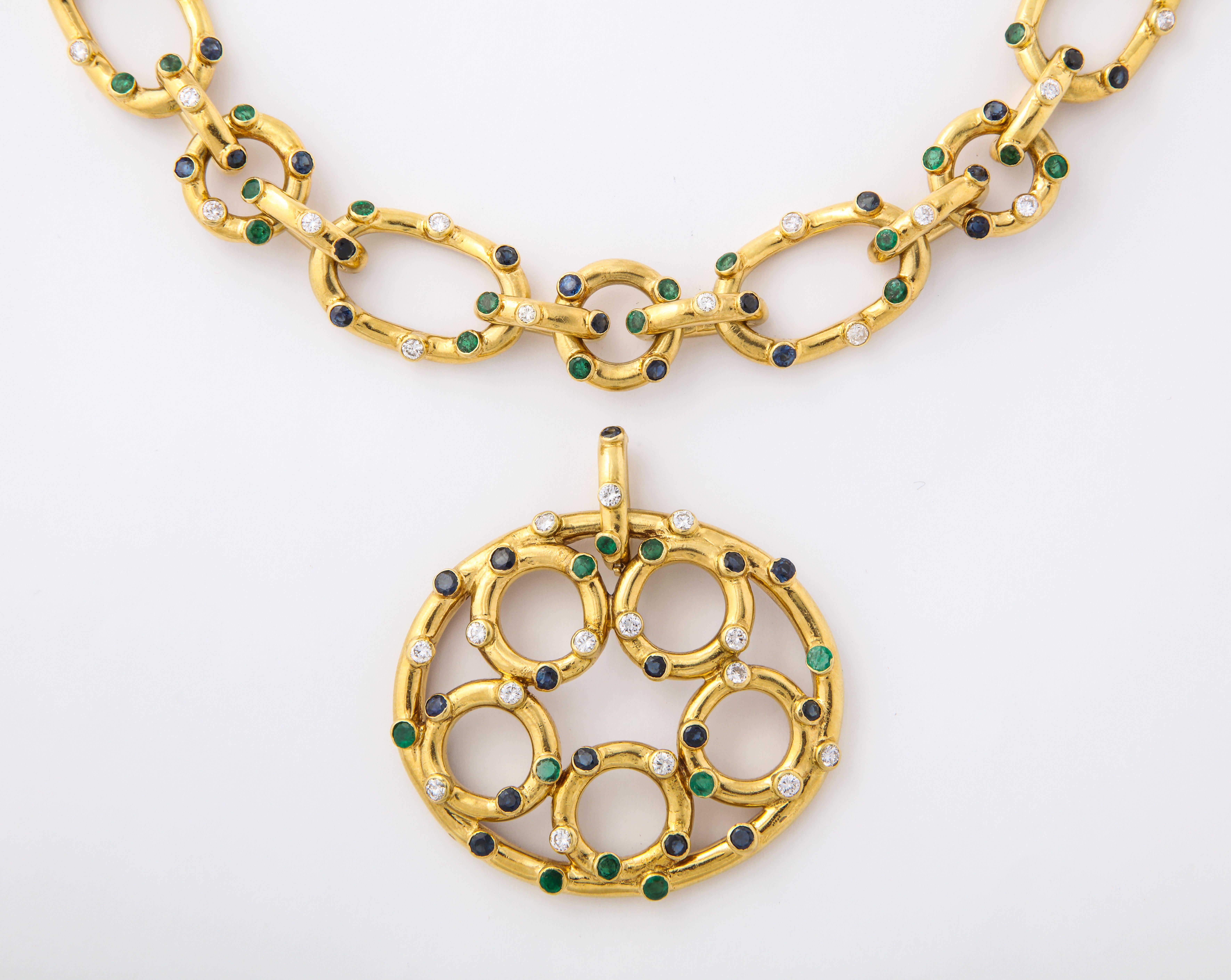  1970's Multi Gem Sautoir Necklace In Excellent Condition In New York, NY