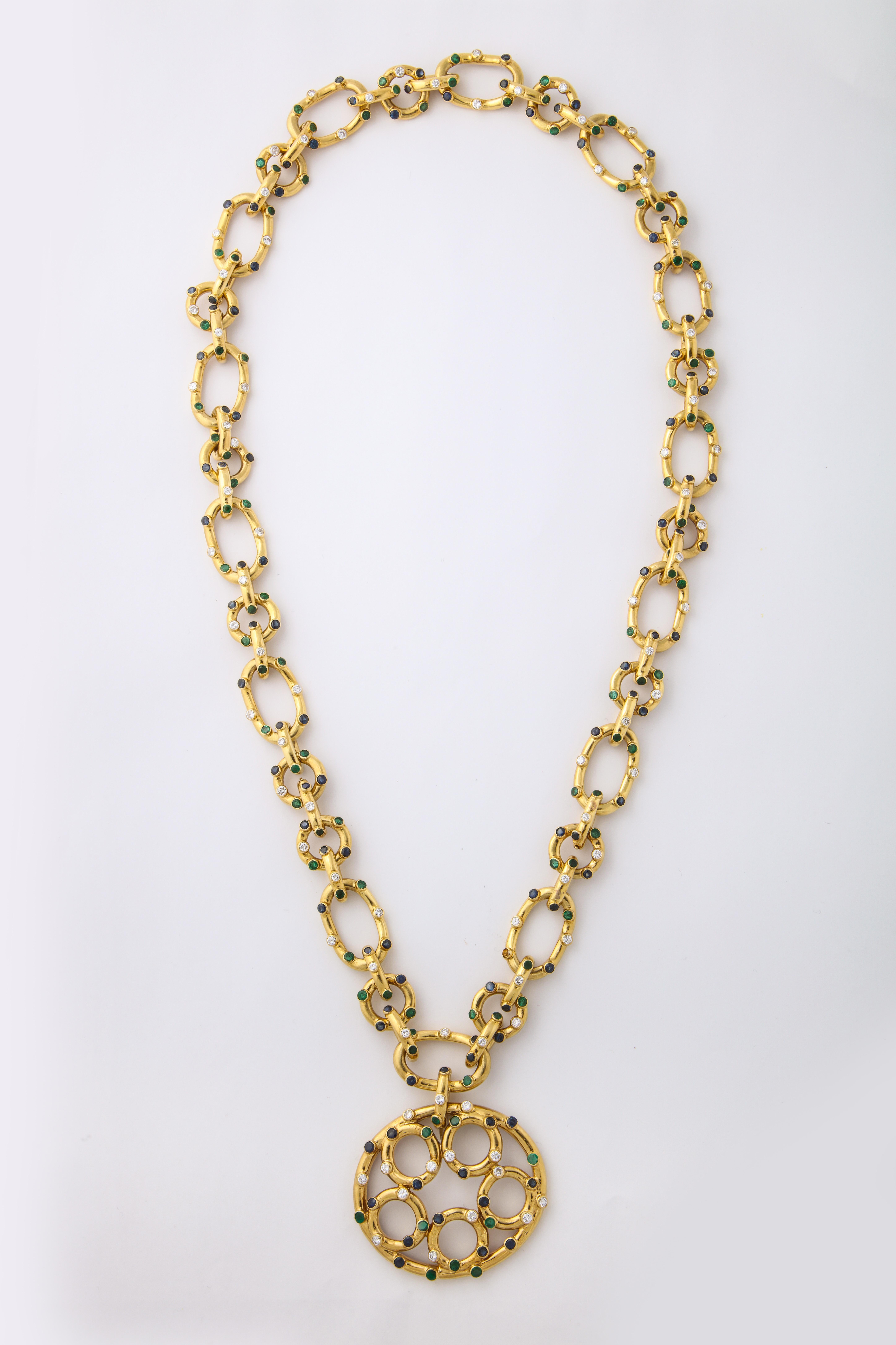  1970's Multi Gem Sautoir Necklace 4