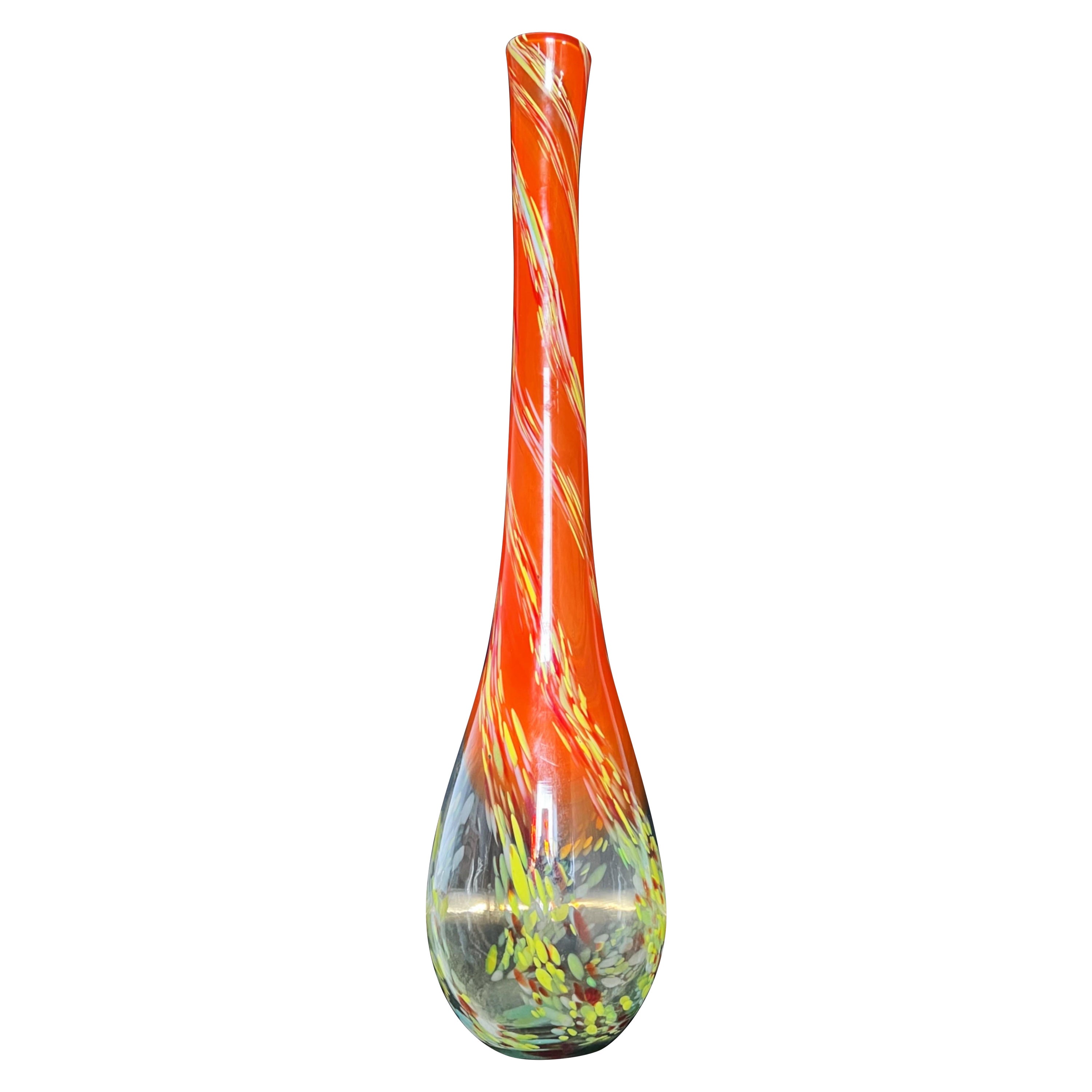 1970s Multicolor Murano glass vase Confetti Swirl Art Glass Vase