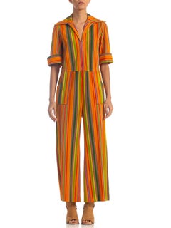 1970S Multicolor Poly/Cotton Terry Cloth Jumpsuit