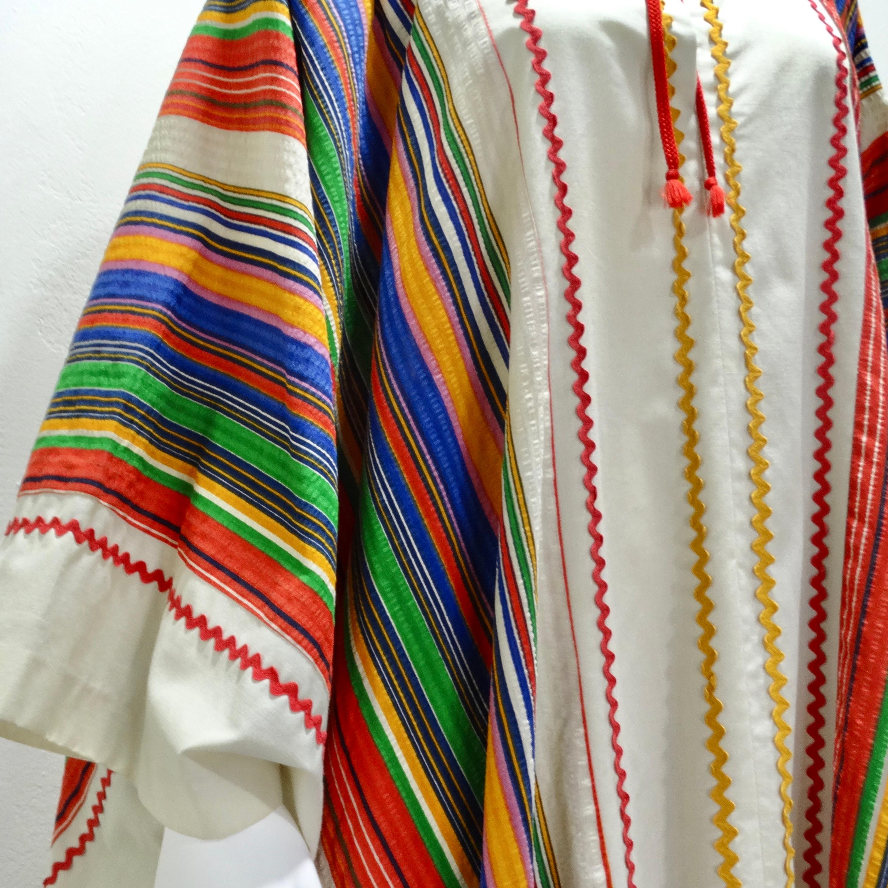 Women's or Men's 1970s Multicolor Striped Kaftan