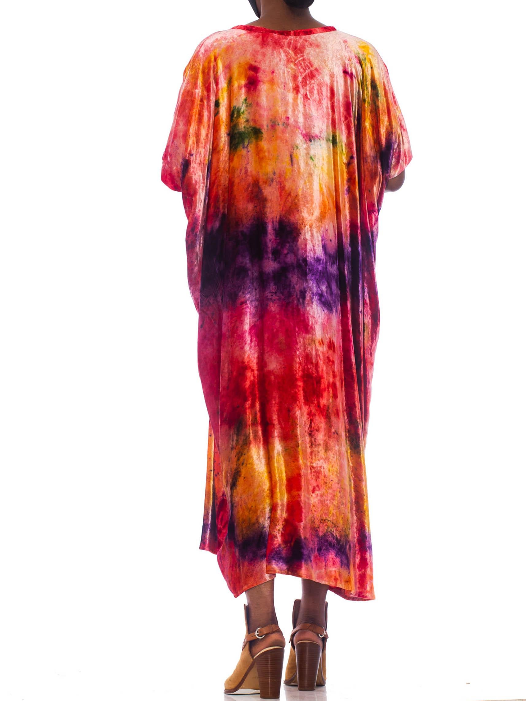 1970S Multicolor Velvet Tye Dye  Kaftan For Sale 2