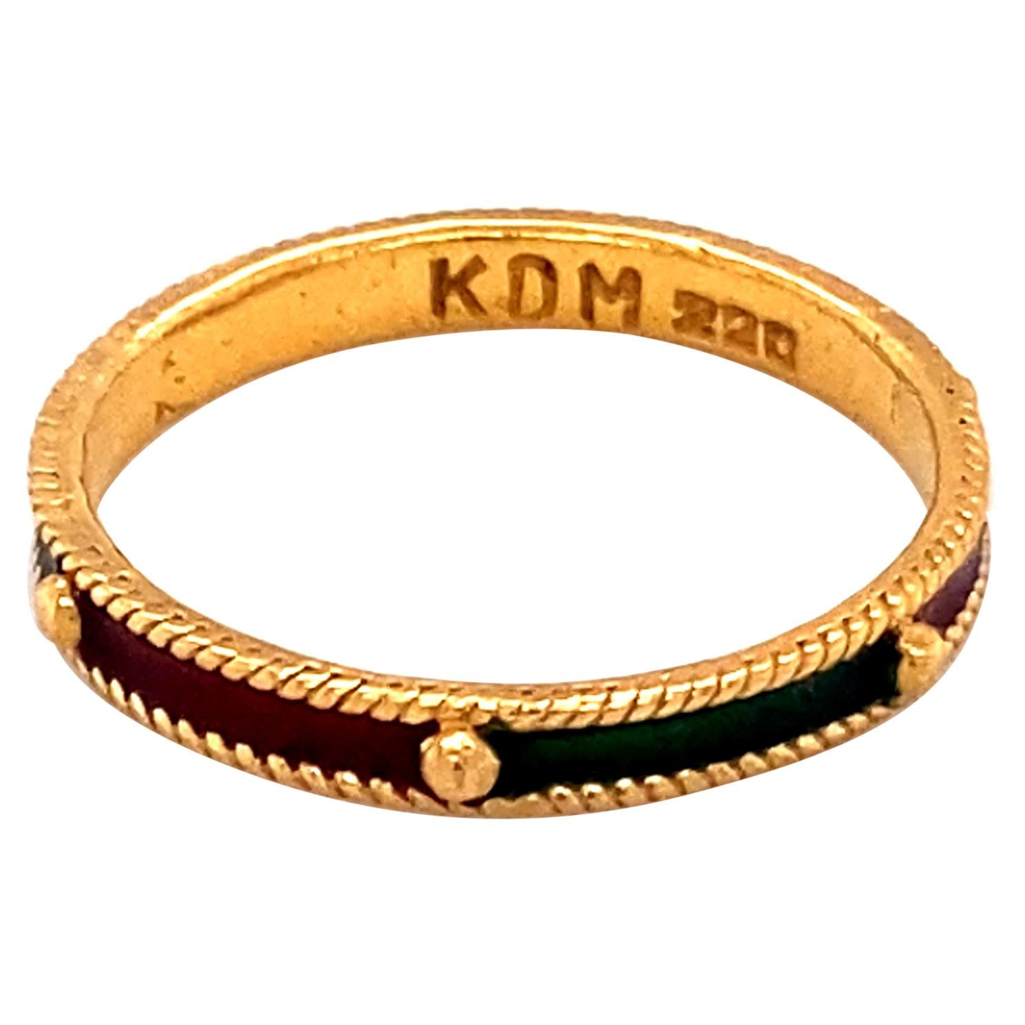 1970s Multicolored Enamel Ring in 22 Karat Gold