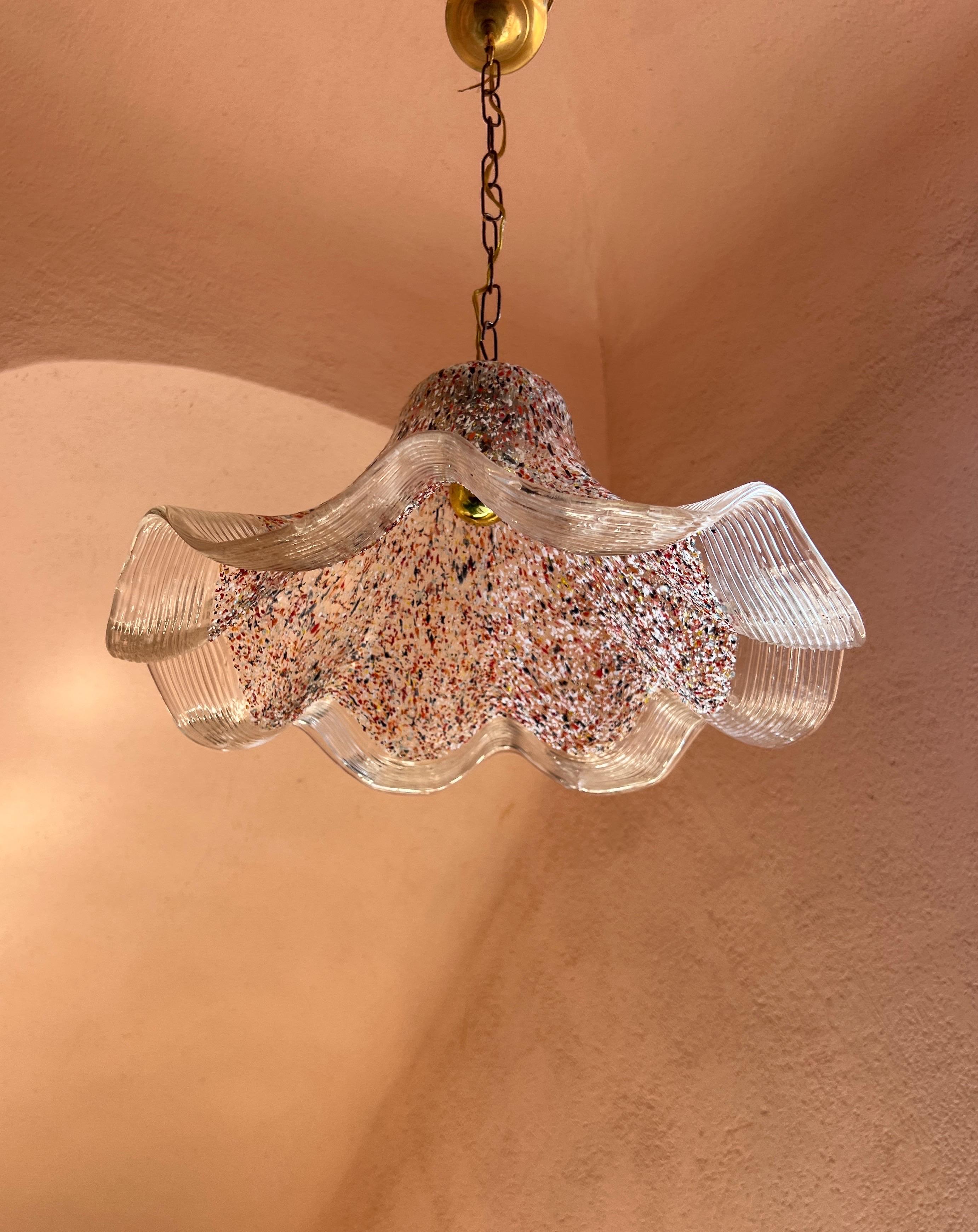 1970er Jahre Mehrfarbiges Vintage Murano Glas Pendelleuchte von La murrina im Angebot 3
