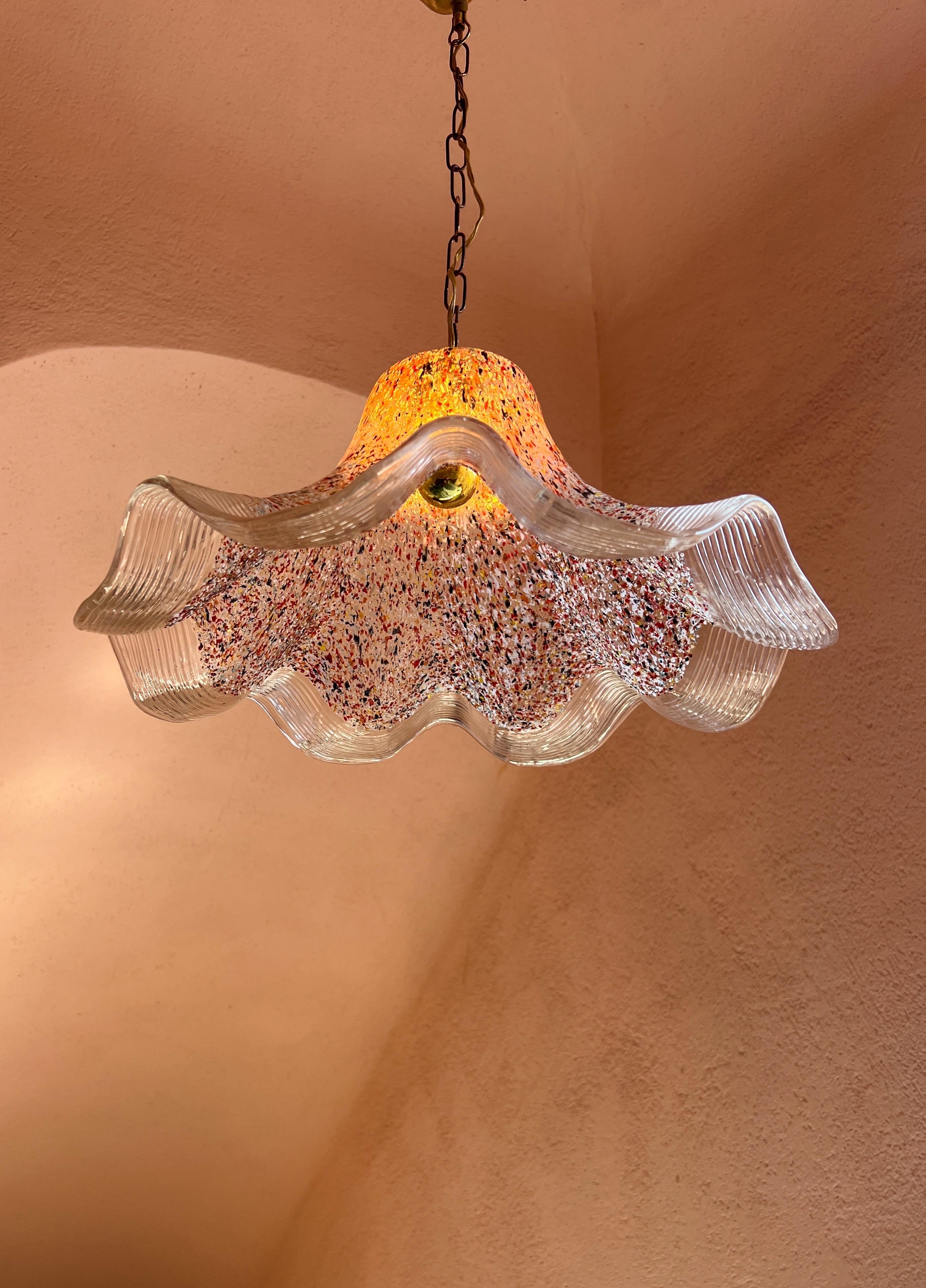1970er Jahre Mehrfarbiges Vintage Murano Glas Pendelleuchte von La murrina (Moderne der Mitte des Jahrhunderts) im Angebot