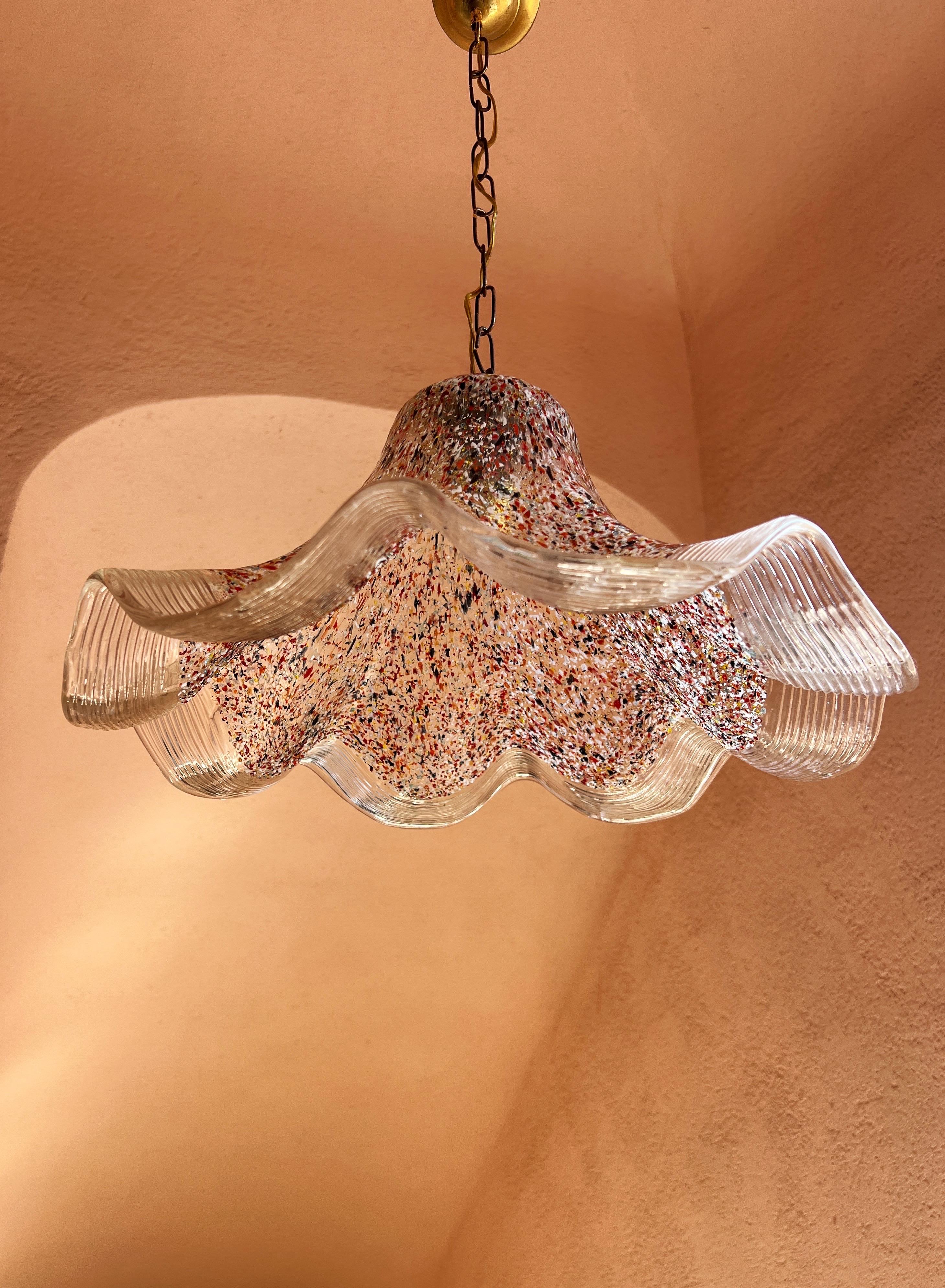 1970er Jahre Mehrfarbiges Vintage Murano Glas Pendelleuchte von La murrina (Italienisch) im Angebot