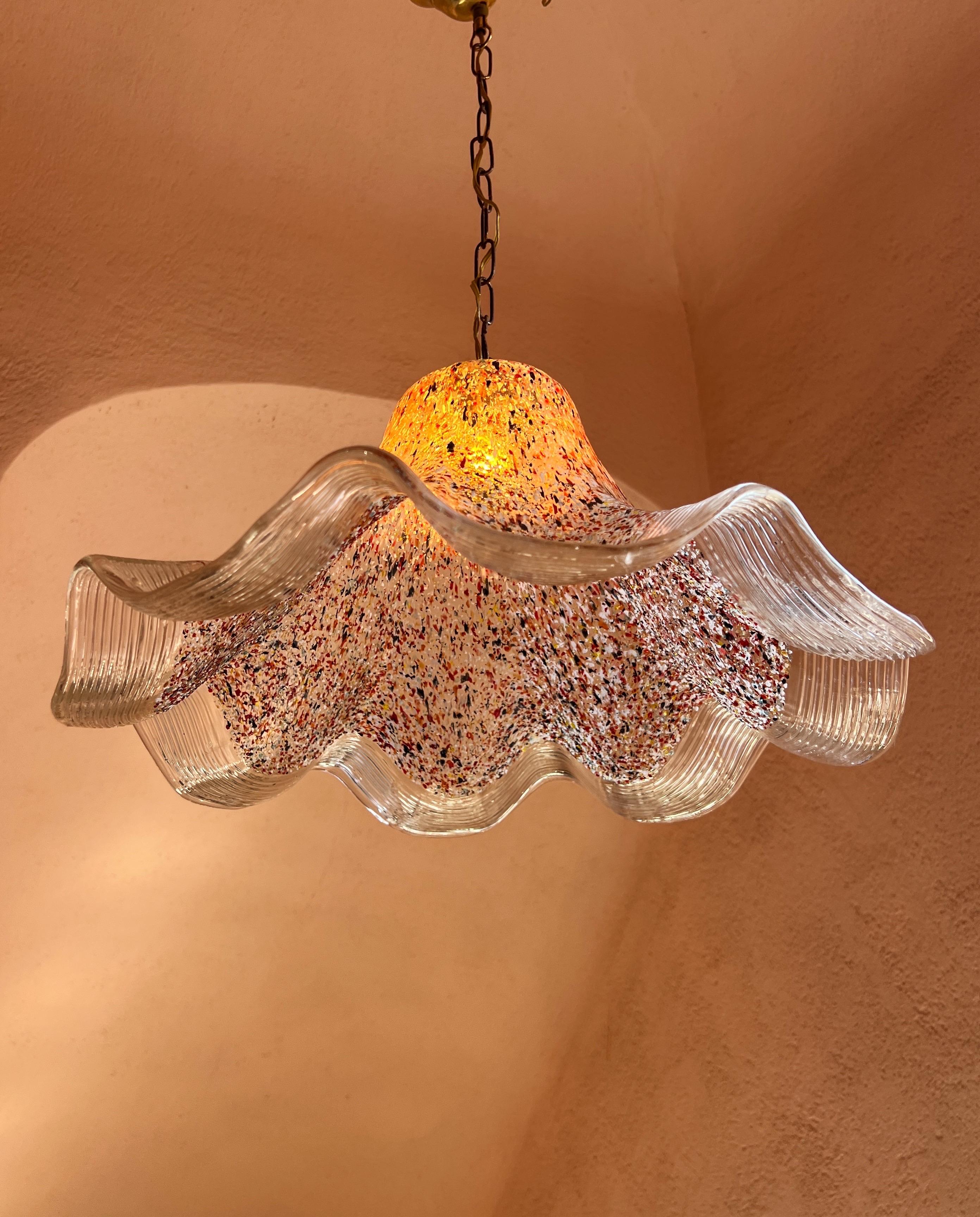 1970er Jahre Mehrfarbiges Vintage Murano Glas Pendelleuchte von La murrina im Angebot 1