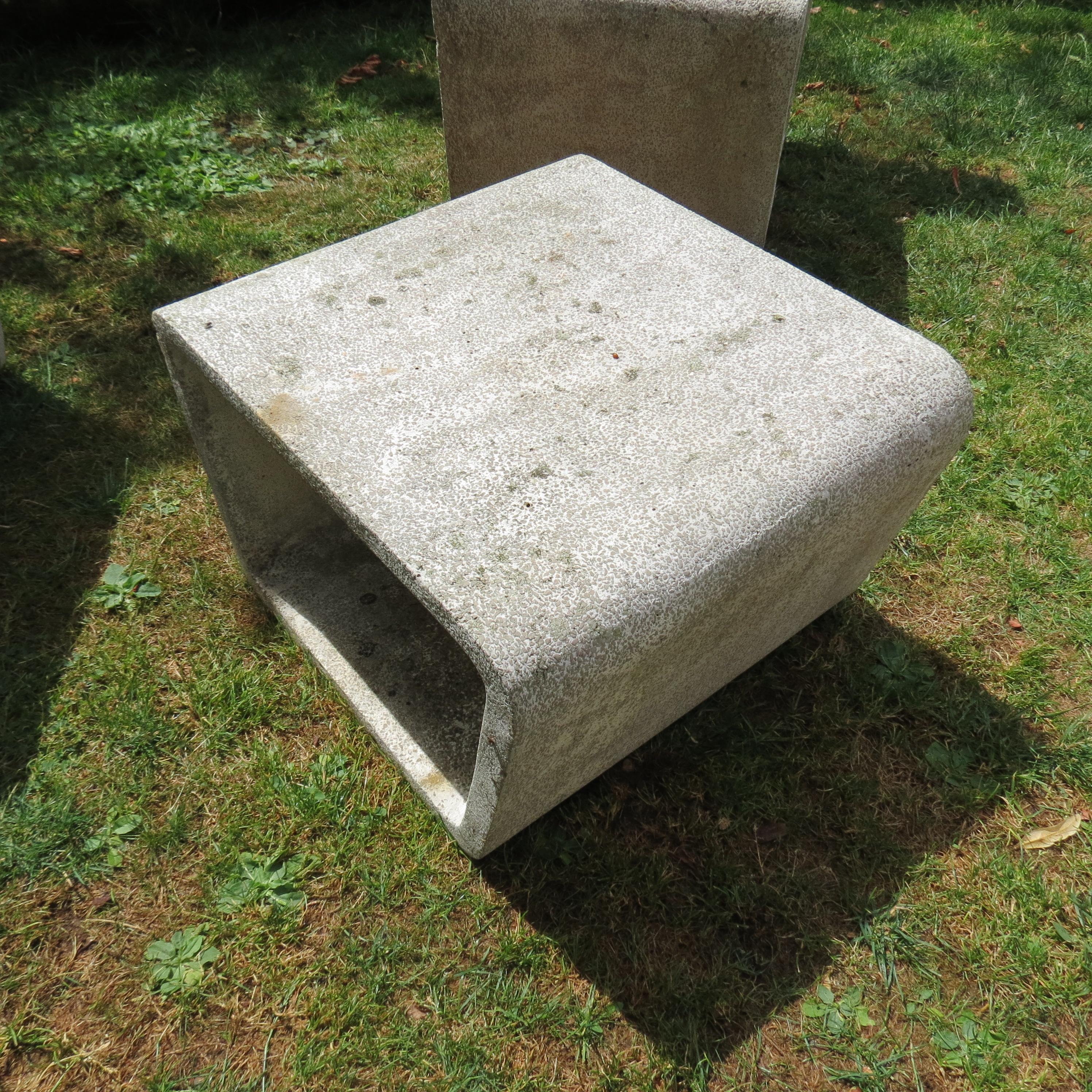 1970s Municipal Brutalist Concrete Garden Loop Chairs and Table Willy Guhl Style For Sale 8