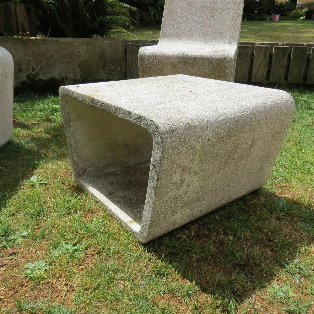 1970s Municipal Brutalist Concrete Garden Loop Chairs and Table Willy Guhl Style For Sale 10
