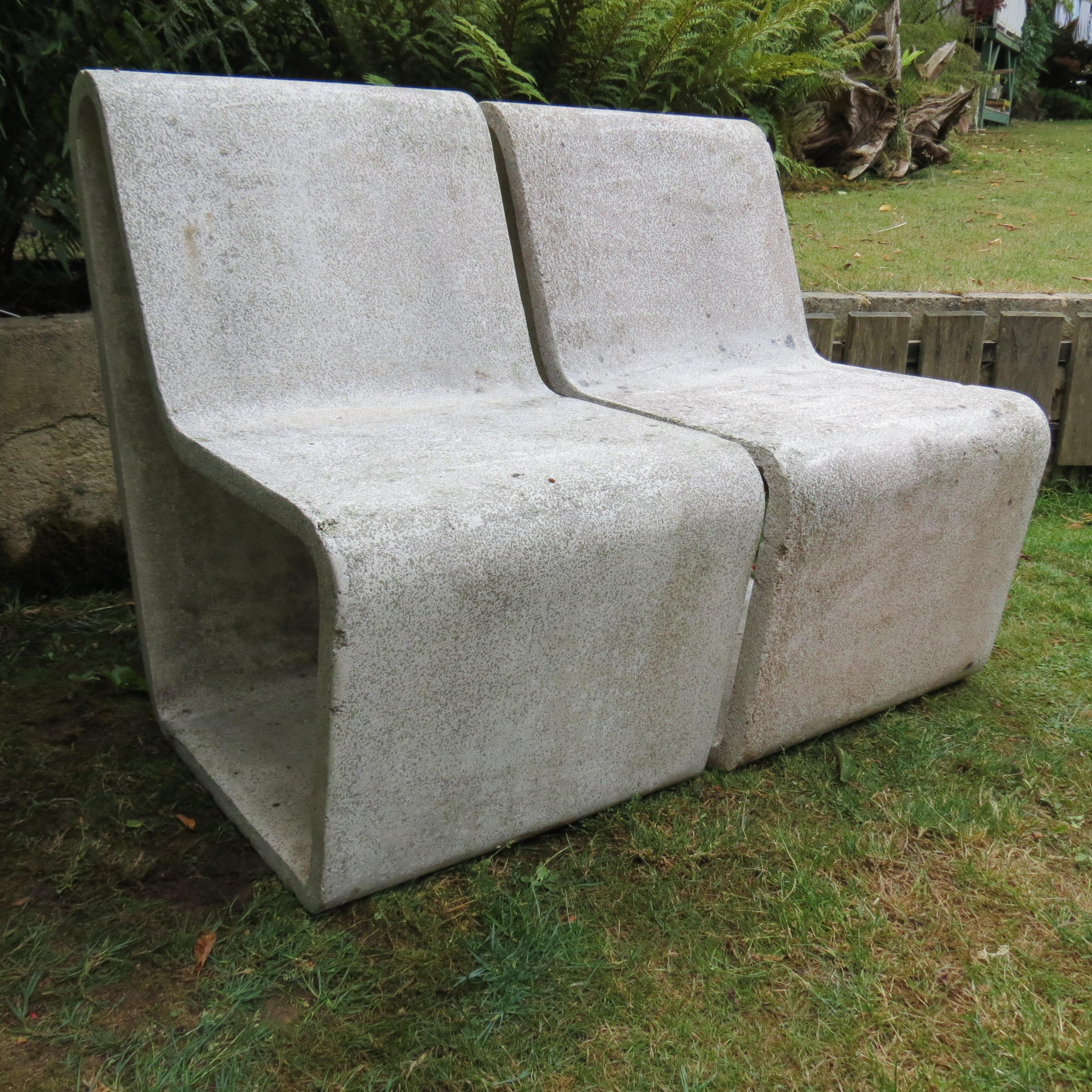1970s Municipal Brutalist Concrete Garden Loop Chairs and Table Willy Guhl Style For Sale 12