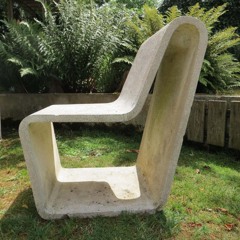 Machine-Made 1970s Municipal Brutalist Concrete Garden Loop Chairs and Table Willy Guhl Style For Sale