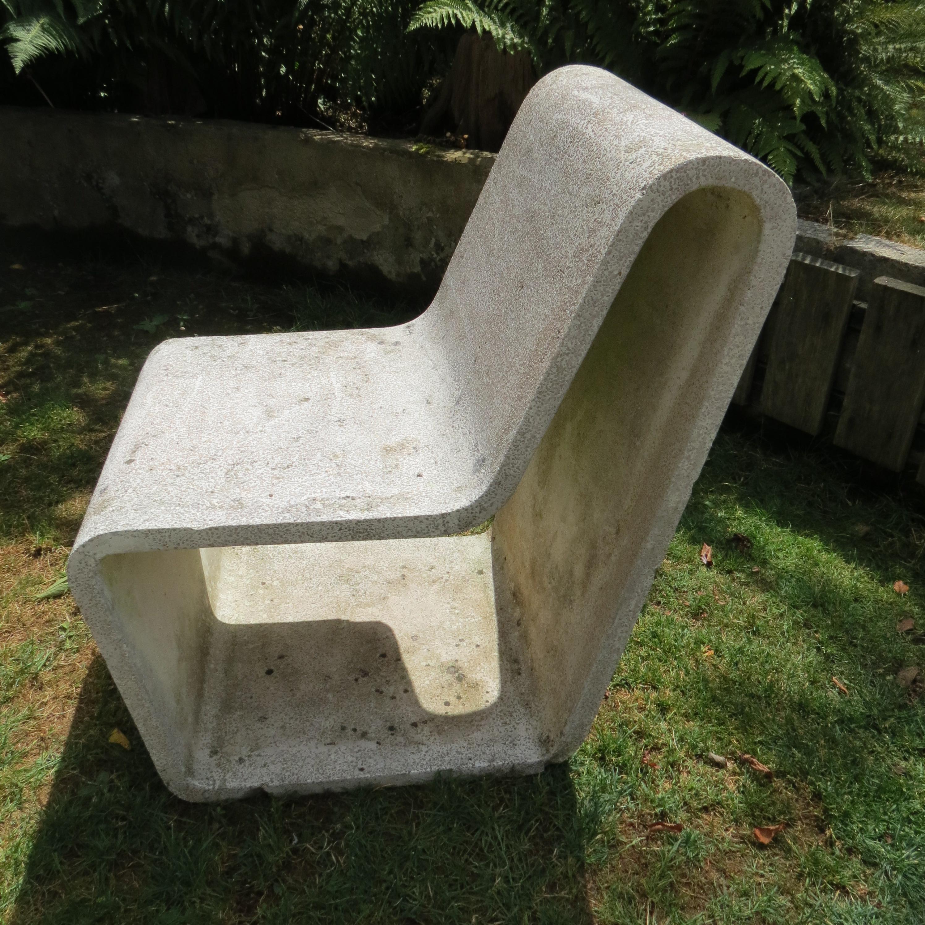 1970s Municipal Brutalist Concrete Garden Loop Chairs and Table Willy Guhl Style For Sale 3