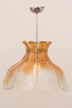 1970s Murano Amber Glass Petal Pendant Light by Carl Nason for Mazzega